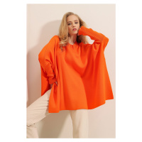 Bigdart 15783 Slit Poncho Sweater - Orange