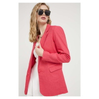 Plátěná bunda Abercrombie & Fitch růžová barva, jednořadá, hladká