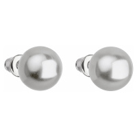 Evolution Group Náušnice bižuterie s perlou světle šedé kulaté 71070.3
