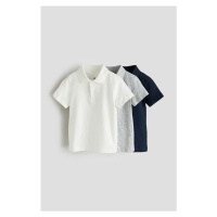 H & M - Tričko z bavlněného žerzeje's límečkem 3 kusy - modrá