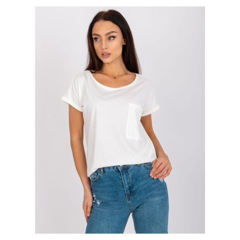 Smetanové tričko Ventura s krátkým rukávem a kapsičkou -ecru Bílá BASIC