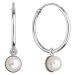 Evolution Group Stříbrné náušnice kruhy s bílou říční perlou 21065.1