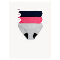 Sada tří dámských menstruačních kalhotek s vysokou savostí v šedé, růžové a černé barvě Marks & 
