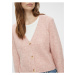 Světle růžový dámský žebrovaný svetr na knoflíky Pieces Ellen