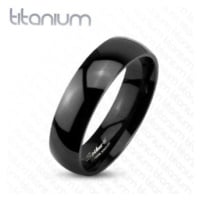 Černý prsten z titanu s lesklým, hladkým a vypouklým povrchem, 8 mm