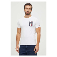 Bavlněné tričko Tommy Hilfiger bílá barva, s potiskem, MW0MW33687