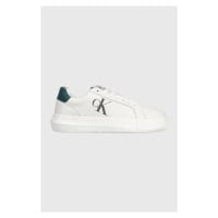 Kožené sneakers boty Calvin Klein Jeans CHUNKY CUPSOLE LACEUP LTH MIX bílá barva, YM0YM00775