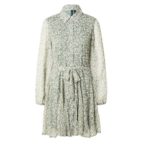 VERO MODA Košilové šaty 'VMSMILLA' tmavě zelená / bílá