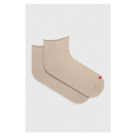 Ponožky HUGO 2-pack dámské, béžová barva Hugo Boss