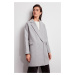 Trendyol Grey Oversize vlněný kabát Cachet