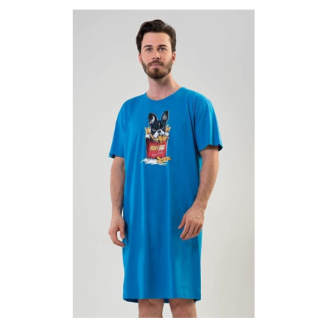 Pánská noční košile Vienetta Secret Bulldog | modrá
