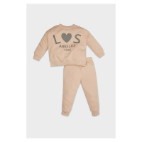 DEFACTO Baby Girl Printed Crew Neck Sweatshirt Elastic Waist Tracksuit Bottoms 2-Piece Set