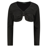 Trendyol Black Super Crop V Neck Knitted Blouse