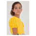 Dětské bavlněné tričko Mayoral žlutá barva