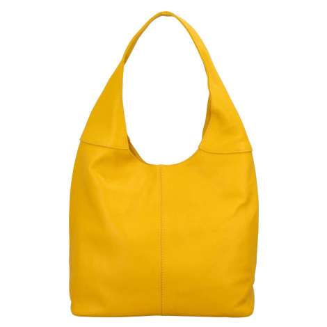 Velká dámská kožená kabelka Hayley, výrazná žlutá Delami Vera Pelle