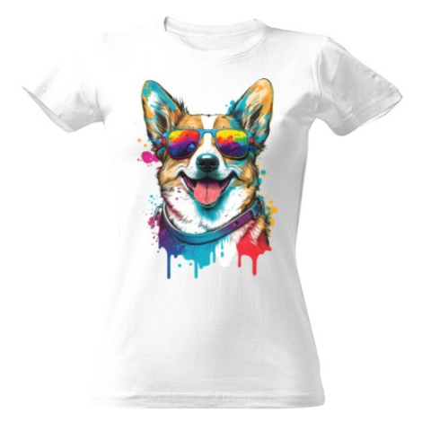 Dámské tričko Barevný pes s brýlema 3