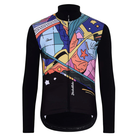 HOLOKOLO Cyklistický dres s dlouhým rukávem zimní - FANTASY WINTER - černá/vícebarevná
