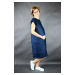 Těhotenské lněné šaty Deborah Oriclo tmavě modré