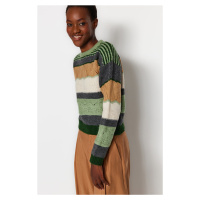 Trendyol Mint Soft Textured Color Block Knitwear Sweater