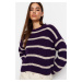 Trendyol Světle fialová Crop Základní pruhovaný pletený svetr