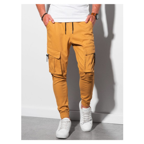 Ombre Clothing Hořčičné jogger kalhoty P1026