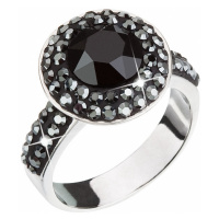 Evolution Group Stříbrný prsten s krystaly černý 35019.5