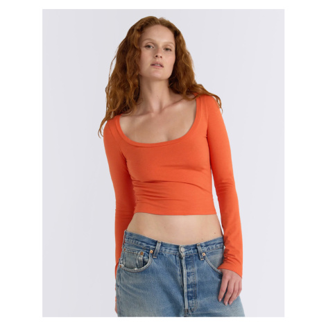 Organic Basics Everyday Scoop Neck Long Sleeve Tee Tangerine