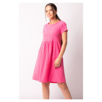 armonika Women's Fuchsia Decollete Decollete Elastic Detail Short Sleeve Dress