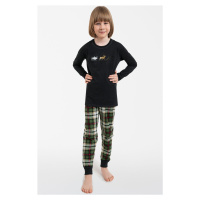 Chlapecké pyžamo Italian Fashion Seward - dlouhé bavlněné Tmavě šedá-zelená