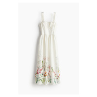 H & M - Šaty z lněné směsi's potiskem - bílá