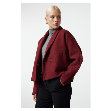 Trendyol Claret Red Regular Woolen Coat