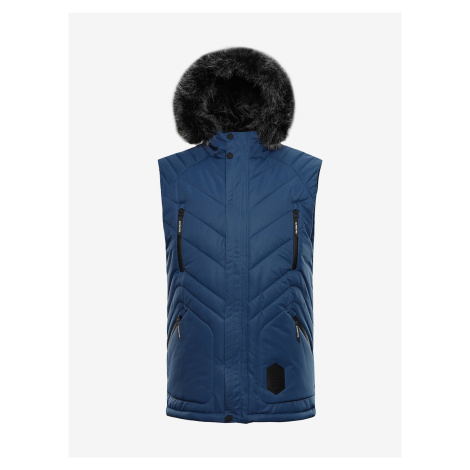 Tmavě modrá pánská zimní vesta s kapucí Alpine Pro JARVIS 3
