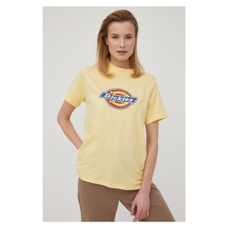 Bavlněné tričko Dickies žlutá barva