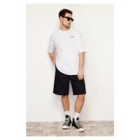 Trendyol White Oversize/Wide Cut Text Printed Short Sleeve 100% Cotton T-Shirt