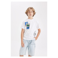 DEFACTO Boy's Crew Neck Printed Short Sleeve T-Shirt