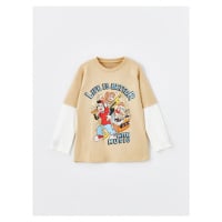 LC Waikiki Crew Neck Long Sleeve Nostalgic Monkey Printed Baby Boy T-Shirt