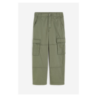 H & M - Bavlněné kalhoty cargo - zelená