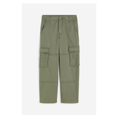 H & M - Bavlněné kalhoty cargo - zelená H&M
