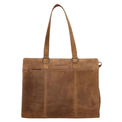 Hide & Stitches Hnědá kožená kabelka na notebook „Answer“