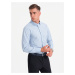 Ombre Men's REGULAR FIT cotton shirt with vertical stripes - blue and white OM-SHOS