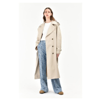 Kabát manuel ritz women`s trenchcoat hnědá