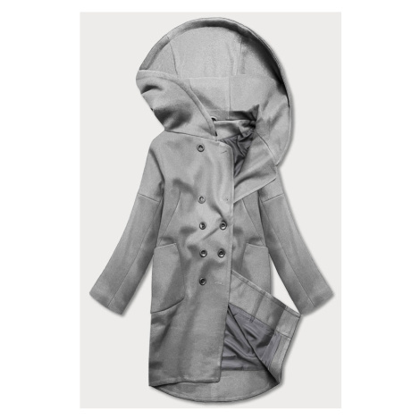 Světle šedý minimalistický kabát s kapucí (199ART) Made in Italy | Modio.cz