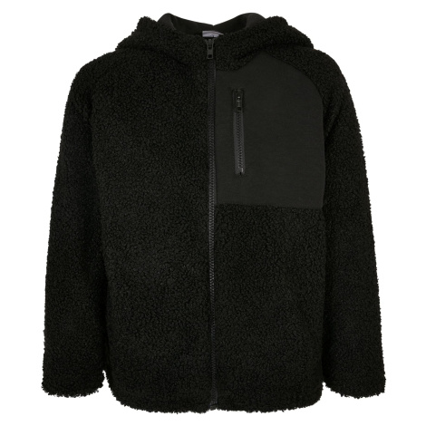 Chlapecká bunda Sherpa s kapucí na zip černá Urban Classics