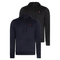 DOUBLE SET V4011 DEWBERRY MEN'S HOODED SWEATSHIRT-BLACK-NAVY