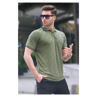 Madmext Khaki Green Polo Neck Regular Fit Men's T-shirt 6110