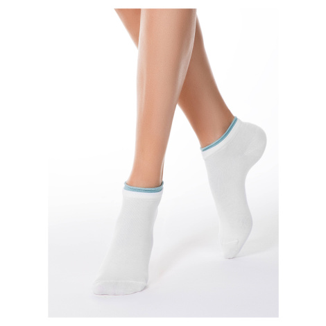 Conte Woman's Socks 035 White-Light Blue Conte of Florence