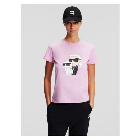 Světle růžové dámské tričko KARL LAGERFELD Ikonik 2.0