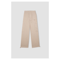 DEFACTO Cool Wide Leg Cargo High Waist Linen Blend Trousers