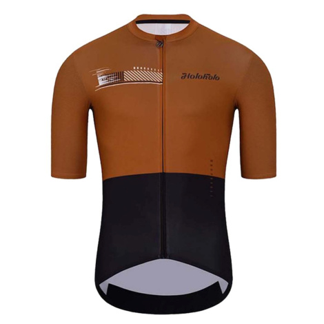 HOLOKOLO Cyklistický dres s krátkým rukávem - VIBES - černá/hnědá