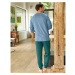 Blancheporte Pyžamo s kalhotami, dlouhými rukávy a potiskem sviště modrá/zelená